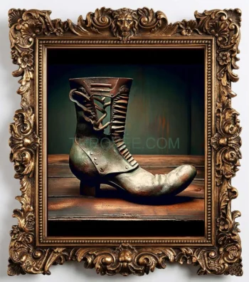 Men's Antique Open-Laced Verdigris Garrison Boot Artifact – Late 19th Century (Circa 1880–1895)