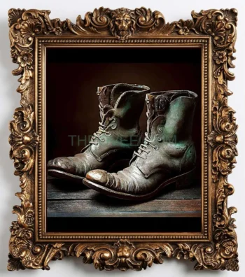 Men's Antique Ribbed-Toe Teal Patina Boot Artifact – Late 19th Century (Circa 1880–1895)