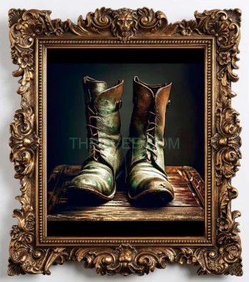 Men's Antique Verdigris Studded Heel Boot Artifact – Late 19th Century (Circa 1885–1899)